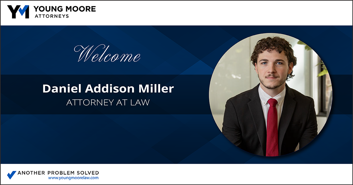 Photo of Daniel Addison Miller welcoming him to Young Moore